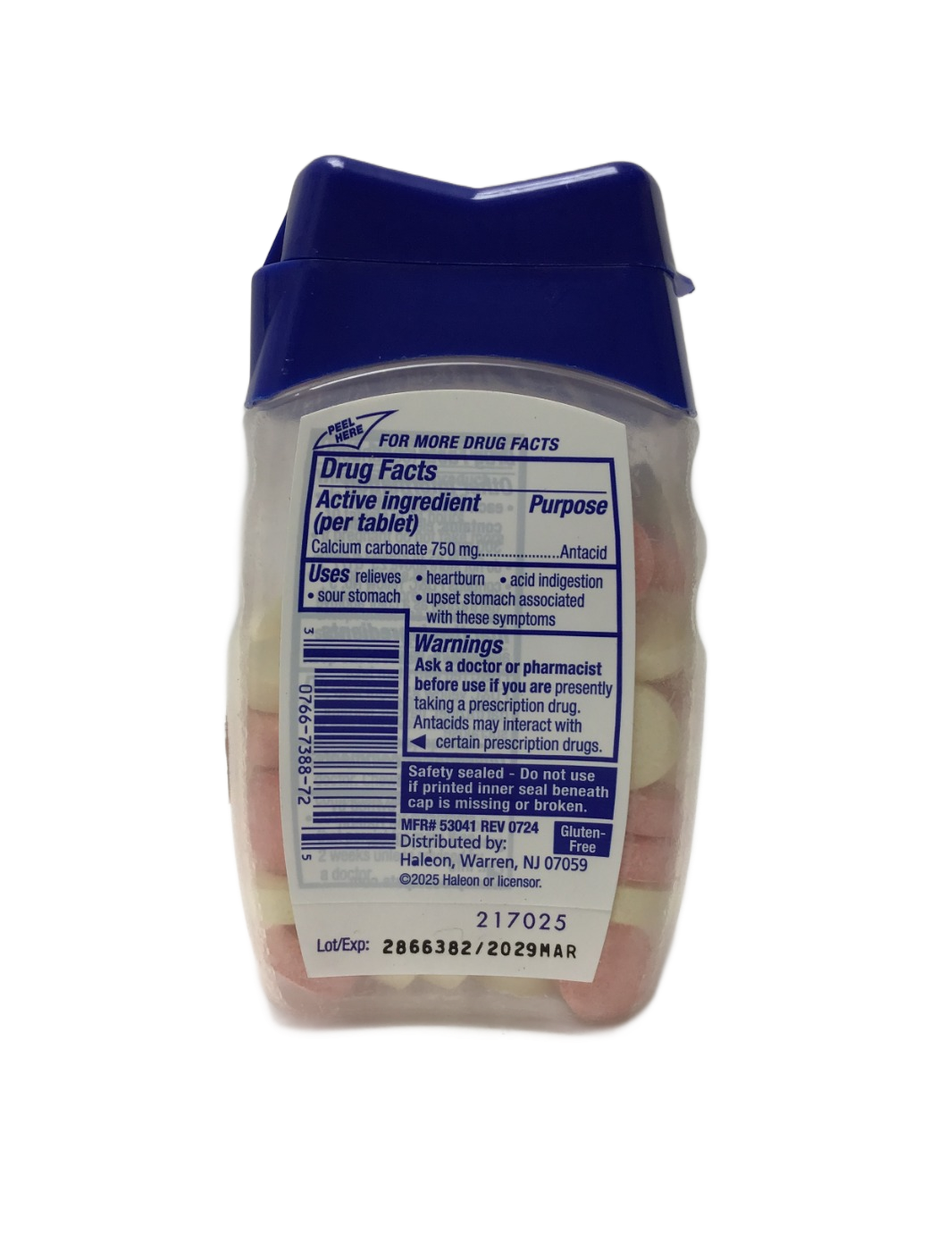 TUMS TUMS Calcium Carbonate Antacid Sugar-Free Melon Berry Extra Strength 750 Chewable Tablets, 80 ct, photo 2