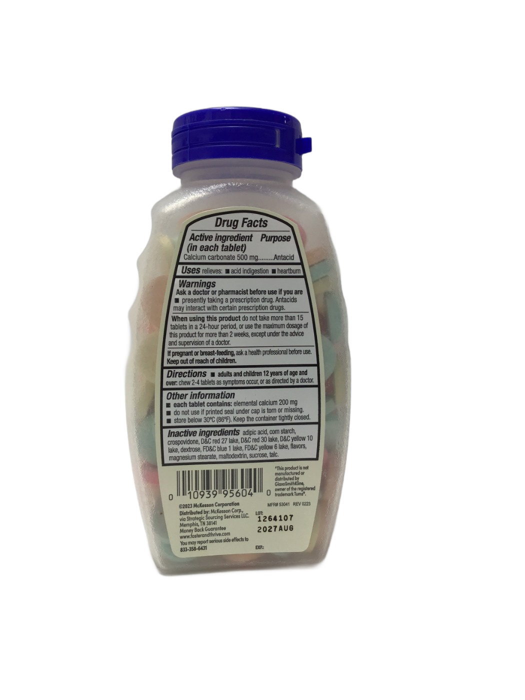 Foster & Thrive Foster & Thrive Regular Strength Antacid Tablets Calcium Carbonate 500 mg Assorted Fruit, 150 ct, photo 2