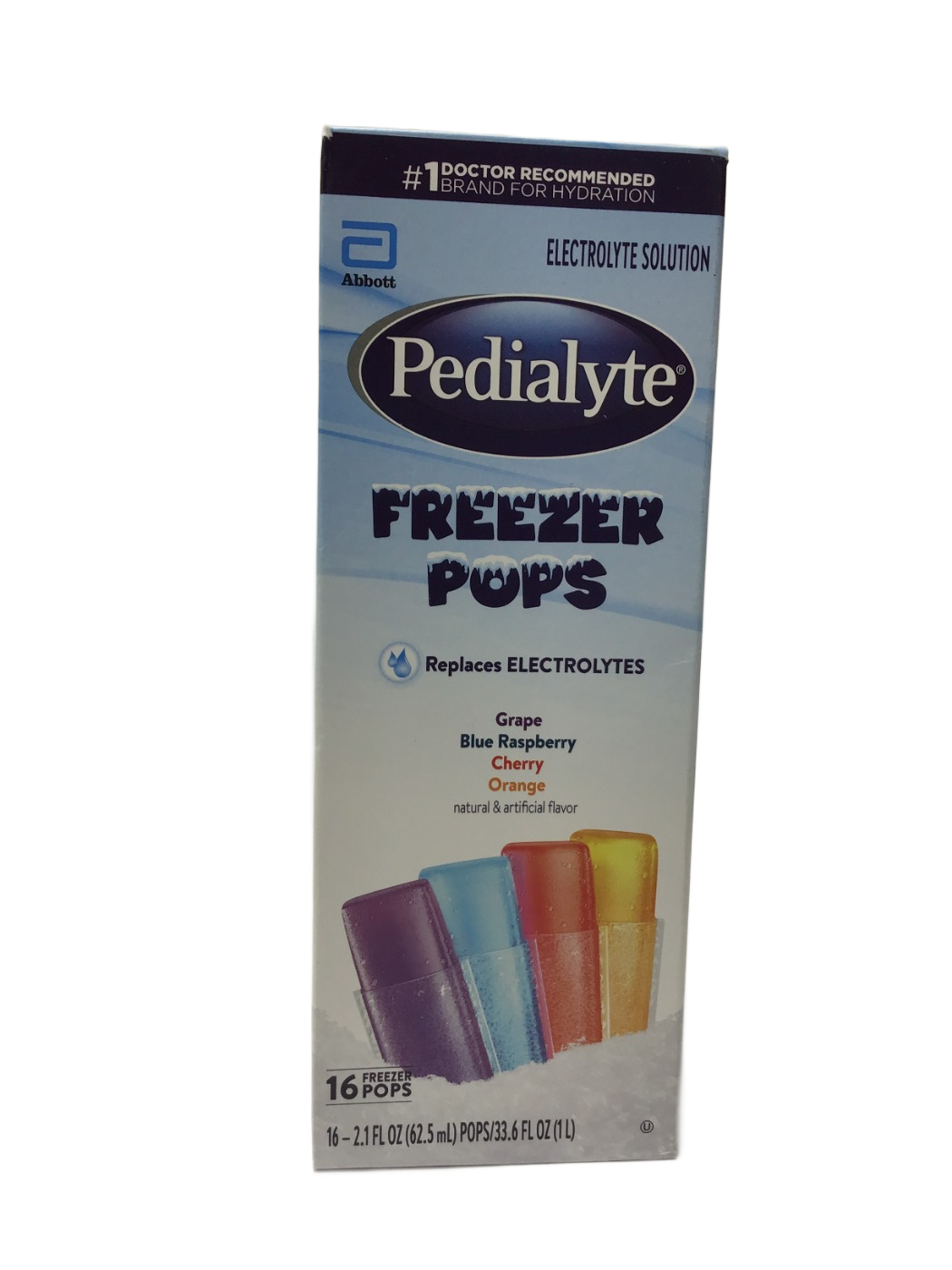 Pedialyte Pedialyte Freezer Pops Electrolyte Solution Grape, Blue Raspberry, Cherry, Orange, 16 ct, photo 1