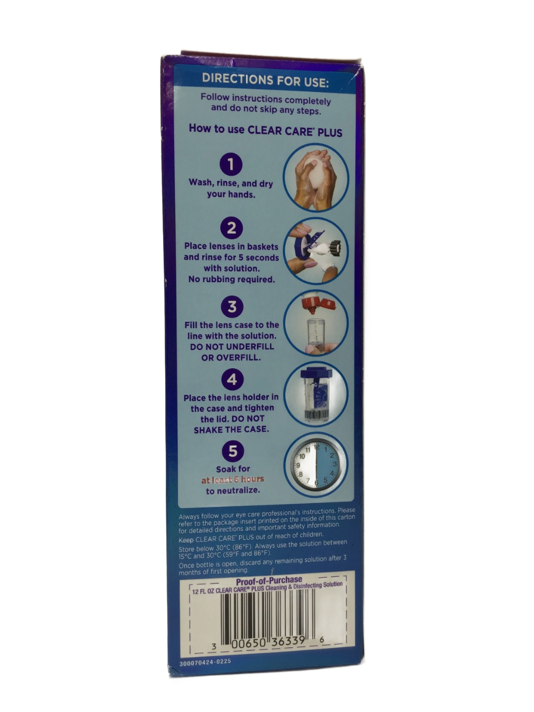 Alcon Alcon Clear Care Plus 3% Hydrogen Peroxide Cleaning & Disinfecting Solution with HydraGlyde, 12 fl oz, photo 2